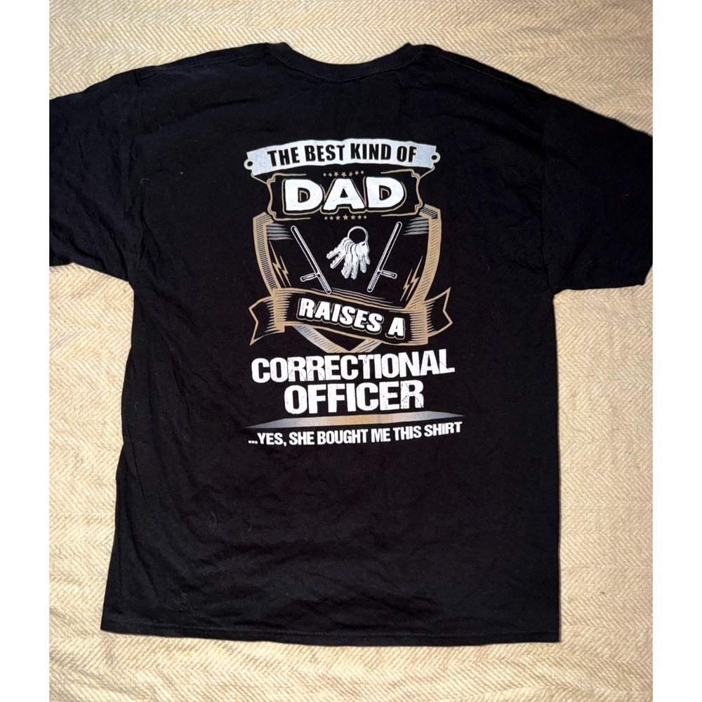 The Best Dad Correctional Officer Graphic T Shirt Black Funny Gift Adult Large